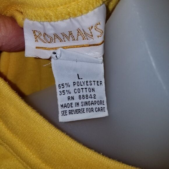 Roaman's Yellow Crew Neck Short Sleeve T-Shirt Women's Size Large L Casual Tee - Picture 3 of 3